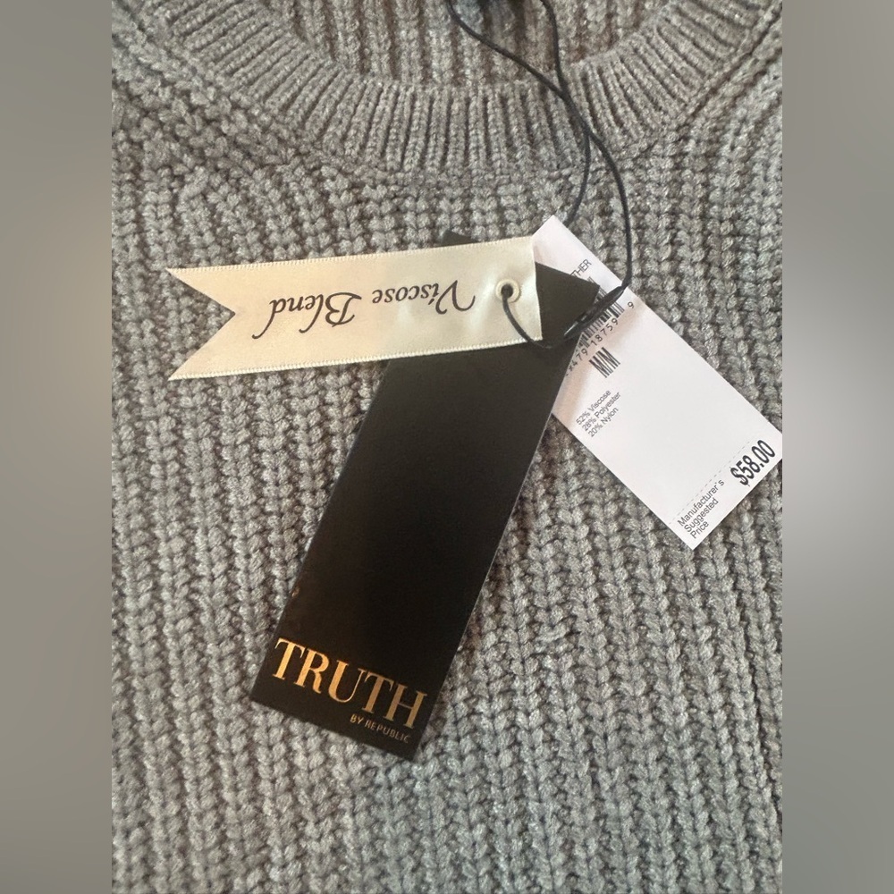 NWT Truth by Republic Gray Knit Sleeveless Sweater - Picture 5 of 9